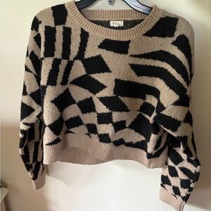 Geometric Black and Tan Sweater